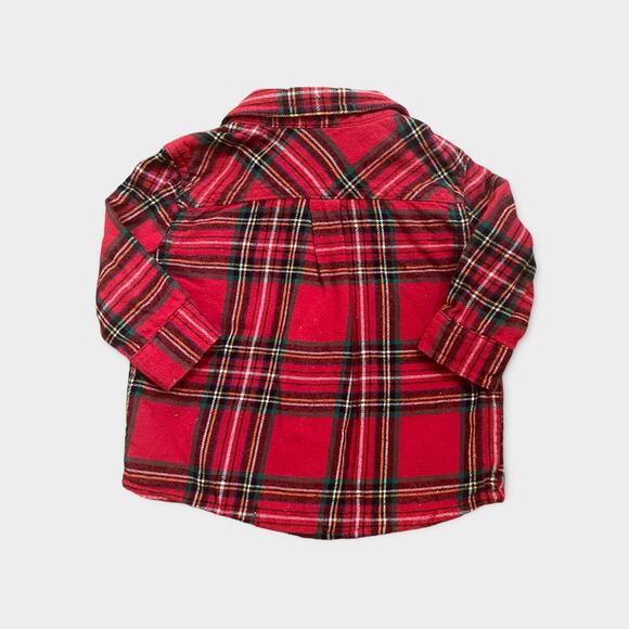 George Baby Toddler Red Plaid Long-Sleeve Button-Up Shirt 12-18mos - Picture 3 of 3